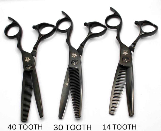 OHKA Black Gloss Thinning Scissors 14 -30 - 40 tooth
