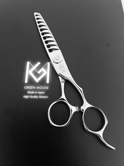 green mouse Hairdressing Scissors 10 tooth Green Mouse Butoh Texturiser