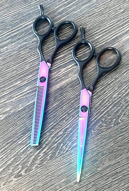 yoiscissors Hairdressing Scissors 6 Set Yoi Rainbow Black