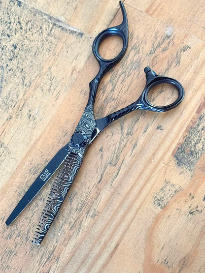 yoiscissors Hairdressing Scissors Swirl Black 34 Tooth Texturiser only Cussi Swirl