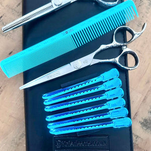 yoiscissors Thinning Scissors Set and case Yoi Silver Tattoo Set or Scissors