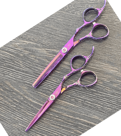 yoi Scissor Sets 5.5 Set Purple tattoo Jewel texturizing scissor