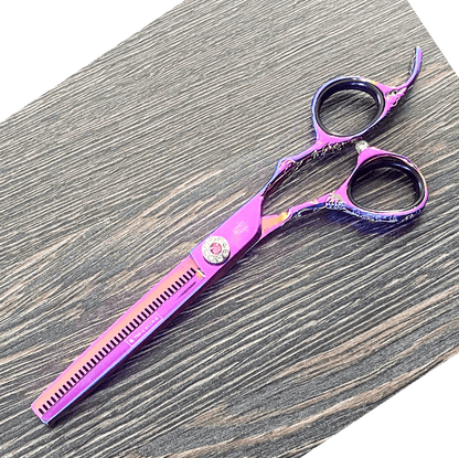 yoi Scissor Sets 6" 30 Tooth Thinning Scissor Purple tattoo Jewel texturizing scissor
