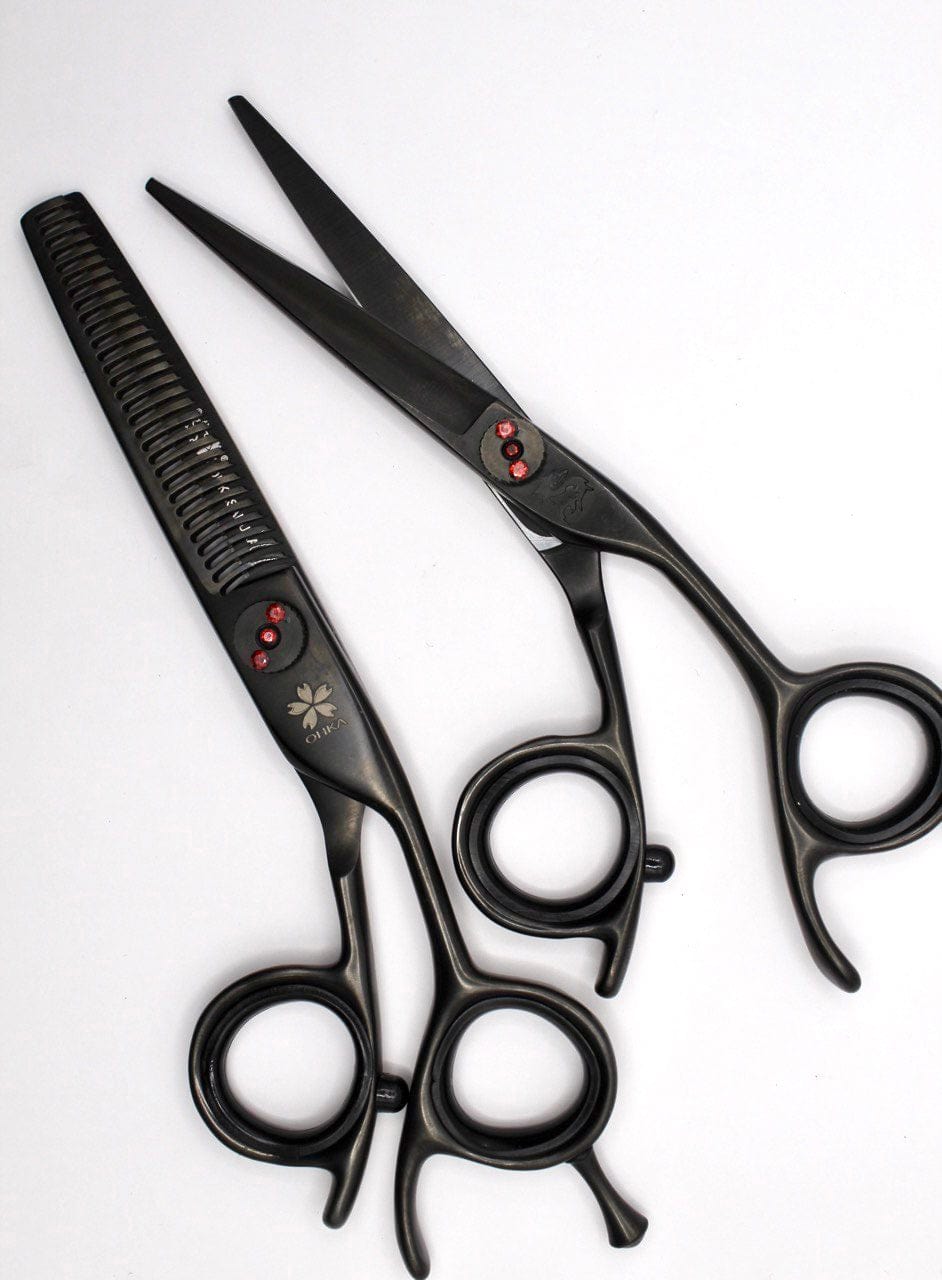 yoiscissors.co.uk Hairdressing Scissors OHKA Black Dragon 5 5.5 or 6 inch  / Set